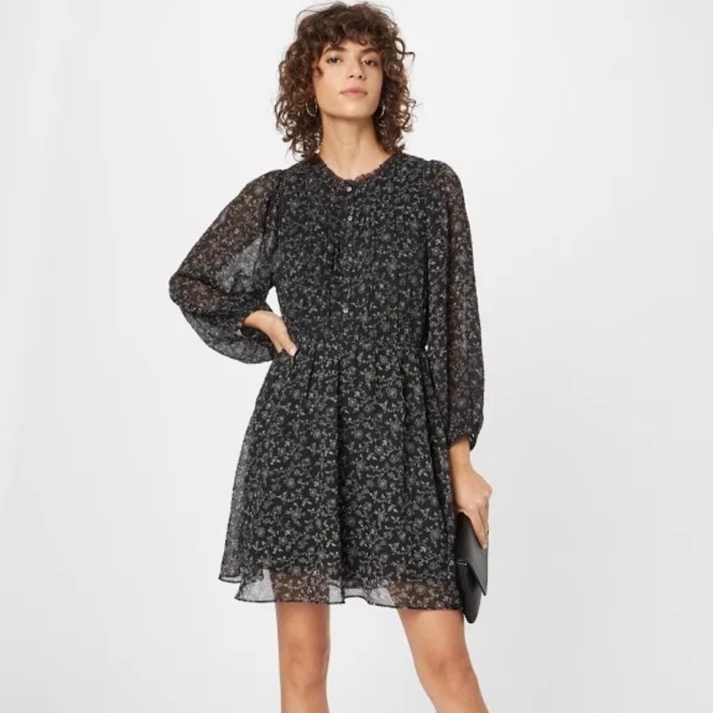 Madewell Button-Front Mini Dress in Dotted Vines Sz M tier flowy lightweight